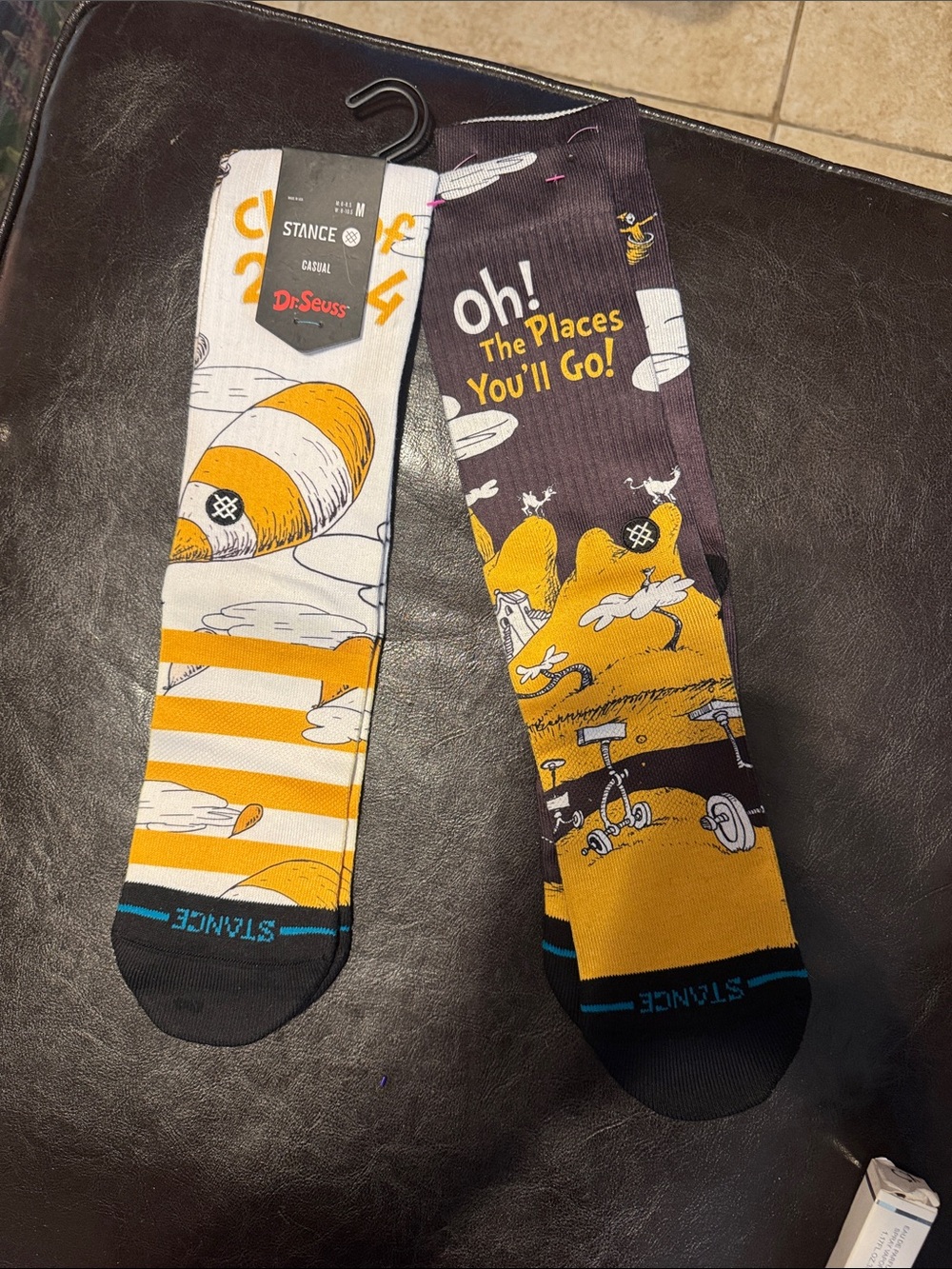 Dr. Seuss Yellow & Black 'Oh! The Places You'll Go' Graphic Crew Socks